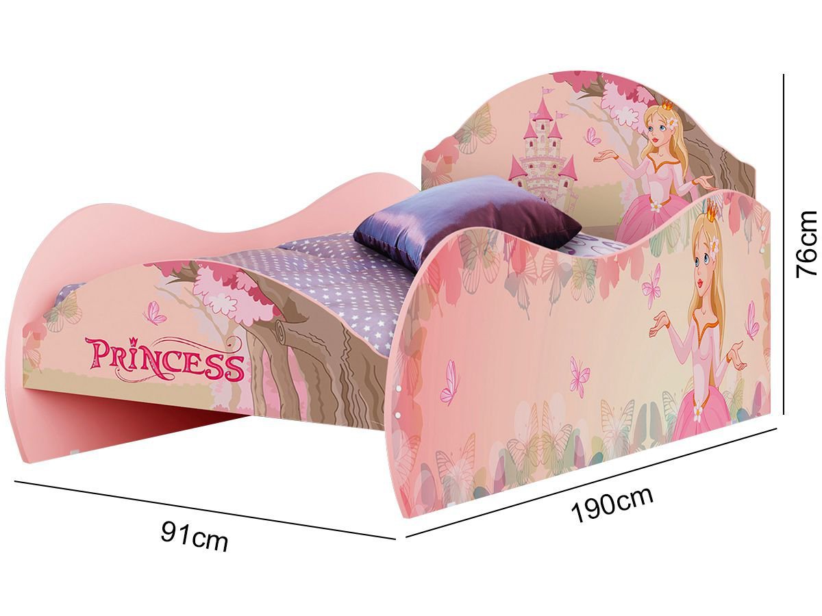 Cama Solteiro com Proteção Lateral Princesa Rosa com Colchão - 2