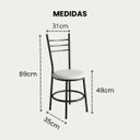 Ver imagem 3 de Kit 02 Cadeiras de Aço com Assento Estofado para Mesa Cozinha Estrutura Preta Nina:Branco