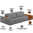 Ver imagem 4 de Sofá Ilha Modular para Sala 232cm com Puff Dublin K01 Bouclê Cinza Sintético Caramelo - Lyam Decor