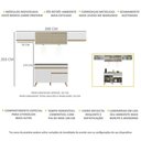 Ver imagem 4 de Armário de Cozinha Compacta 260cm com Leds Veneza Up Multimóveis V2023 Branco/Dourado