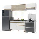 Ver imagem 1 de Armário de Cozinha Compacta 260cm com Leds Veneza Up Multimóveis V2023 Branco/Dourado