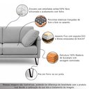 Ver imagem 3 de Sofá Sala de Estar Atena Fixo Pés de Ferro 214cm 3 Lugares Linho Cinza M1 - Monari Design