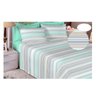 Jogo de Cama Casal 4 Peças Lençol 100% Algodão 180 Fios Premium Linea Estamparia:Verde Ág C/Listra Preta - 1