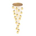 Ver imagem 1 de Pendente Moderno Dourado 18 Globos Pé Direito Duplo Escada
