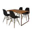 Ver imagem 6 de Mesa Industrial Base Ferro Cobre Tampo 137X90 Canela 4 Cadeiras Madeira Assento Preto Marrom