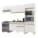 Ver imagem 1 de Armário de Cozinha Compacta 252cm Veneza Multimóveis V3690 Branco/Dourado