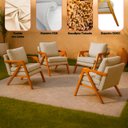 Ver imagem 5 de Kit 4 Poltrona Sala Decorativa Stella Estofada Veludo Gelo Base Madeira Castanho - Arkell
