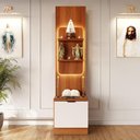 Ver imagem 2 de Torre Oratória para Santos com LED Nicho Decorativo em MDP 25mm Capela Religiosa Jequitiba/Off White