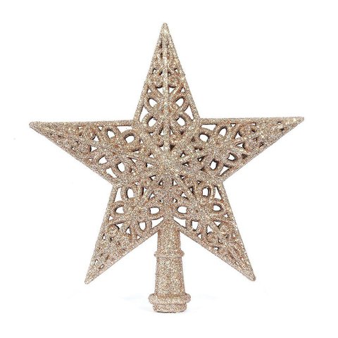 Estrela Ponteira Glitter Arabesco Rosê Gold 21cm - Magizi
