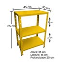 Ver imagem 5 de Estante de Aço Amarela Mini com 3 Prateleiras 45x30cm 45kg Coluna Bipartida para Escritorio Quarto