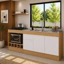 Ver imagem 2 de Kit Balcão de Cozinha para Pia e Cooktop/Forno com Rodapé 190cm Veneza Multimóveis MP2328