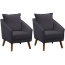Ver imagem 1 de Kit 2 Poltronas para Sala e Escritório Decorativas Ellen Veludo Cinza