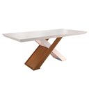 Ver imagem 7 de Conjunto: Mesa de Cozinha Imperatriz Tampo Madeirado C/ Vidro Canto Reto 180x90cm e 6 Cadeiras
