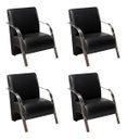 Ver imagem 1 de Kit 4 Poltronas Sevilha Braço Metal Cadeira Decorativa Recepção Sala Escritório - Corino Preto