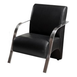 Kit 4 Poltronas Sevilha Braço Metal Cadeira Decorativa Recepção Sala Escritório - Corino Preto - 3