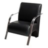 Kit 4 Poltronas Sevilha Braço Metal Cadeira Decorativa Recepção Sala Escritório - Corino Preto - 3