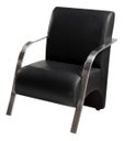 Ver imagem 3 de Kit 4 Poltronas Sevilha Braço Metal Cadeira Decorativa Recepção Sala Escritório - Corino Preto