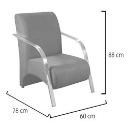 Kit 4 Poltronas Sevilha Braço Metal Cadeira Decorativa Recepção Sala Escritório - Corino Preto - 6