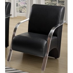 Kit 4 Poltronas Sevilha Braço Metal Cadeira Decorativa Recepção Sala Escritório - Corino Preto - 2