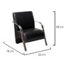 Kit 4 Poltronas Sevilha Braço Metal Cadeira Decorativa Recepção Sala Escritório - Corino Preto - 5