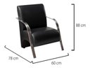 Ver imagem 5 de Kit 4 Poltronas Sevilha Braço Metal Cadeira Decorativa Recepção Sala Escritório - Corino Preto