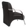 Kit 4 Poltronas Sevilha Braço Metal Cadeira Decorativa Recepção Sala Escritório - Corino Preto - 4