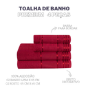 Ver imagem 2 de Jogo de Toalhas Banho 4 Peças 100% Algodão Linha Premium Hipoalergenica:vermelho Real