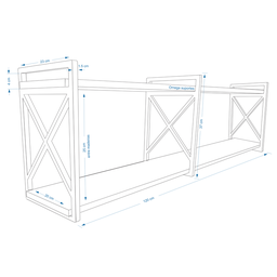 Suporte De Prateleira Estilo Industrial Kit Três Peças 20x37:Preto - 2