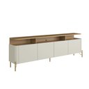 Ver imagem 2 de Rack Bancada 180cm para Tv com 4 Portas 100% Mdf Cor:louro e Luna com Dourado