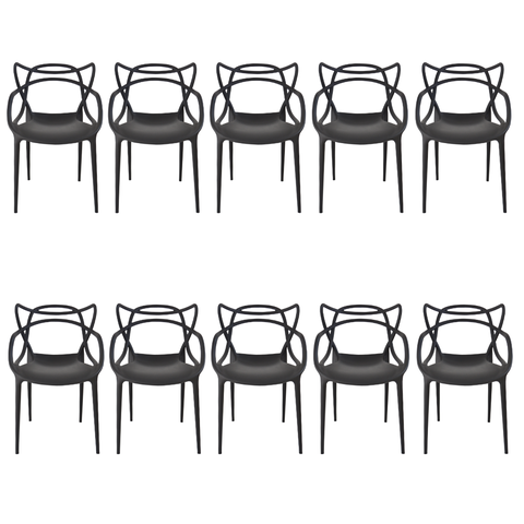 Cadeira Allegra Preta Top Chairs - Kit com 10