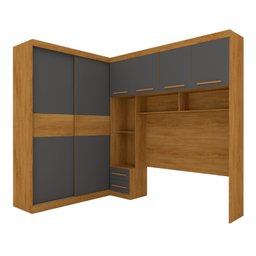Conjunto Guarda Roupa Moduladocasal Paris 6 Portas 5 Gavetas Freijó Grafite - Mopar - 3