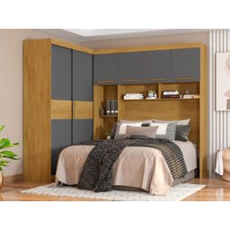 Conjunto Guarda Roupa Moduladocasal Paris 6 Portas 5 Gavetas Freijó Grafite - Mopar - 1