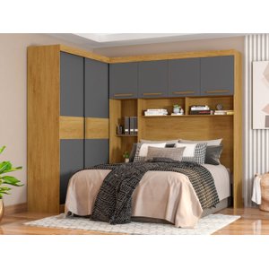 Conjunto Guarda Roupa Moduladocasal Paris 6 Portas 5 Gavetas Freijó Grafite - Mopar