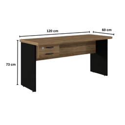 Mesa Reta 120cm P/ Escritório com 2 Gavetas Nogal/preto 100% Nacional - 3
