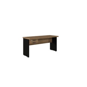 Mesa Reta 120cm P/ Escritório com 2 Gavetas Nogal/preto 100% Nacional