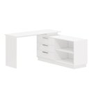 Ver imagem 1 de Mesa Escrivaninha com Cômoda Rocher 3 Gavetas 2 Nichos Branco - Pnr Móveis