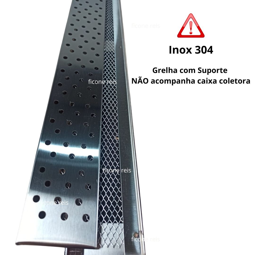 Ralo Linear Inox 304 modelo 7x50 com suporte e Tela Anti Insetos Borda de Piscina Varanda ( 7,5cm x  - 5