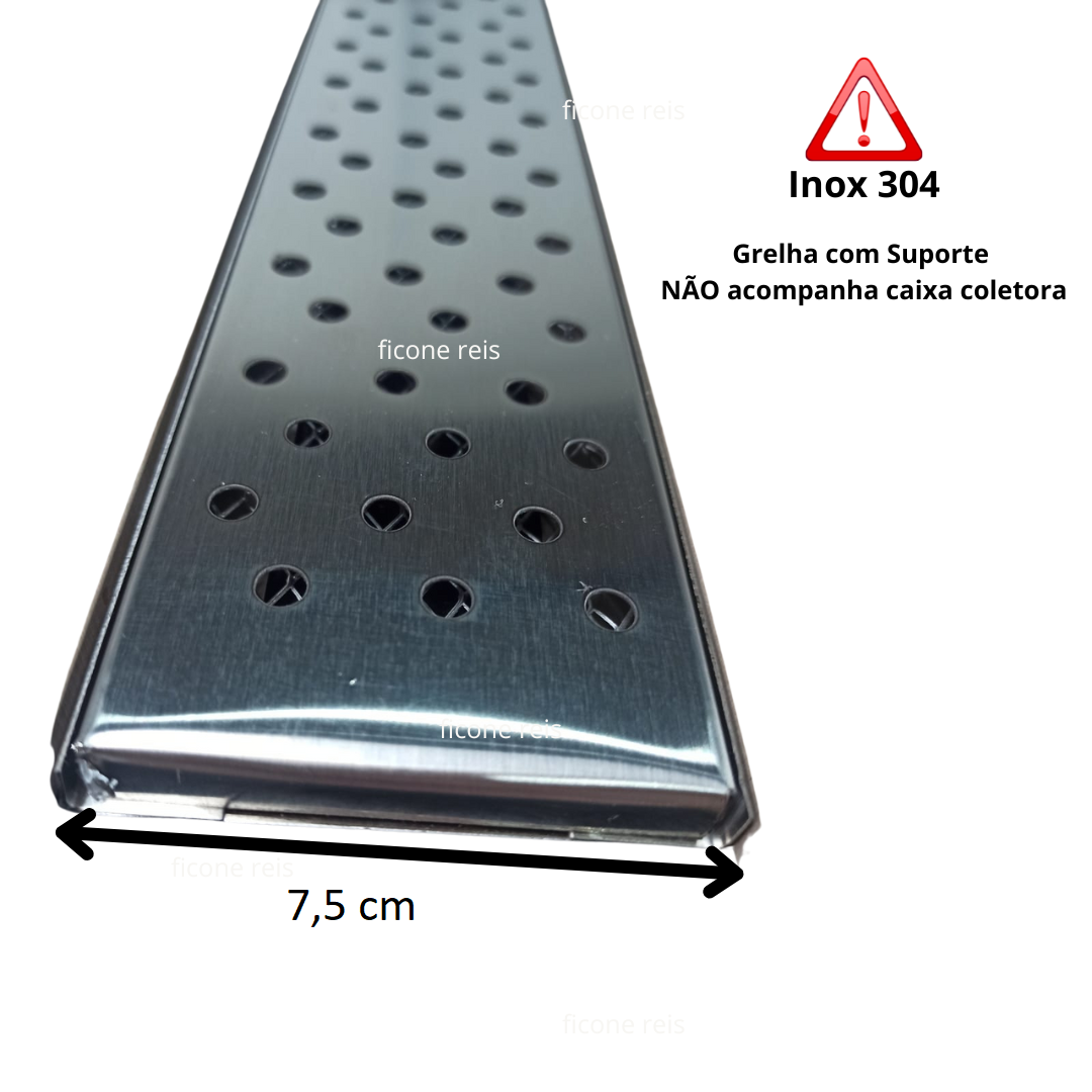 Ralo Linear Inox 304 modelo 7x50 com suporte e Tela Anti Insetos Borda de Piscina Varanda ( 7,5cm x  - 2