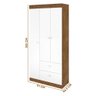 Guarda-Roupa Roupeiro 3 Portas e 2 Gavetas Infantil Catatau Branco e Jequitibá J&A - 4