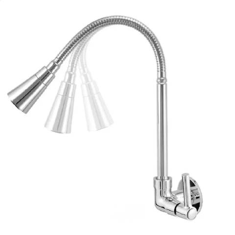Torneira Gourmet Cozinha Parede Flexível Duplo Jato Cromada