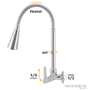 Ver imagem 2 de Torneira Gourmet Cozinha Parede Flexível Duplo Jato Cromada