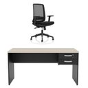 Ver imagem 2 de Conjunto Mesa de Escritório 160x60cm com 2 Gavetas + Cadeira Netflex Ergonômica Premium Reclinável