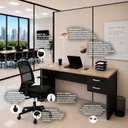 Ver imagem 7 de Conjunto Mesa de Escritório 160x60cm com 2 Gavetas + Cadeira Netflex Ergonômica Premium Reclinável