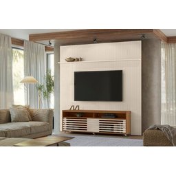 Rack+painel Frizz New Prestige para Tv de até 75 Polegadas - Naturale /off White - Madetec - 1 Rack+painel Frizz New Prestige para Tv de até 75 Polegadas - Naturale /off White - Madetec - 1