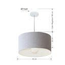 Ver imagem 2 de Lustre Pendente Cilíndrico Vivare Md-4204 Cúpula em Tecido 45x25cm - Bivolt Rustico-cinza 127/220v