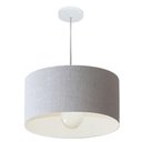 Ver imagem 1 de Lustre Pendente Cilíndrico Vivare Md-4204 Cúpula em Tecido 45x25cm - Bivolt Rustico-cinza 127/220v
