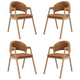 Kit 4 Cadeiras para Mesa de Jantar Moderna Courino - Balaqui Cor:marrom Claro - 1