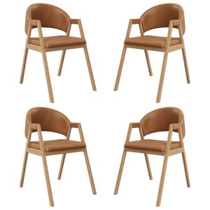 Kit 4 Cadeiras para Mesa de Jantar Moderna Courino - Balaqui Cor:marrom Claro