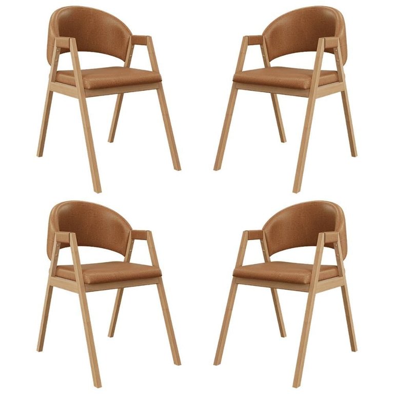 Kit 4 Cadeiras para Mesa de Jantar Moderna Courino - Balaqui Cor:marrom Claro Kit 4 Cadeiras para Mesa de Jantar Moderna Courino - Balaqui Cor:marrom Claro