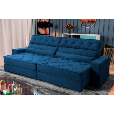 Sofá Retrátil Reclinável 230cm Albany Suede Velut com Molas Ensacadas - King House